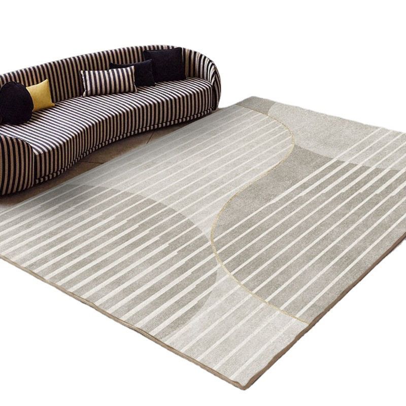 Simplicity Lines Pattern Area Rug Polyester Carpet Non-Slip Backing Indoor Carpet for Living Room