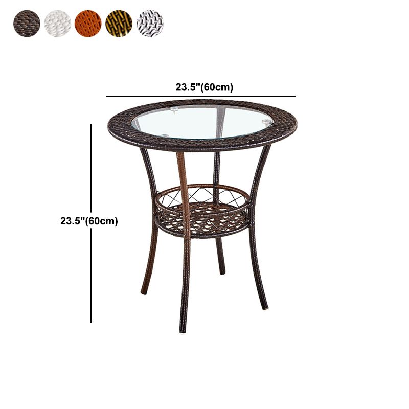 4 Legs Single Coffee Table Glass Modern with Shelf Cocktail Table