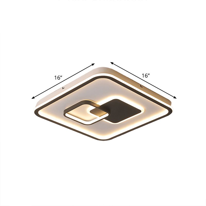 LED-Deckenleuchte für Schlafzimmer, moderne schwarze Deckenleuchte mit quadratischem Acrylschirm in weißem/warmem Licht, 16"/19,5" B