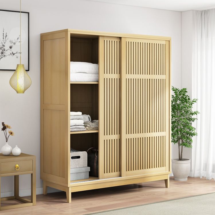 Modern Pine Solid Wood Wardrobe Freestanding Multifunctional Wardrobe Armoire