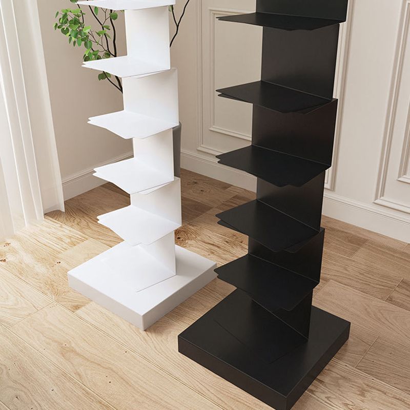 Modern Metal Bookshelf Geometric Closed Back Vertical Bookcase