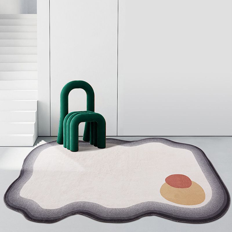 Dark Brown Irregular Circle Rug Polyester Modern Rug Washable Rug for Home Decor