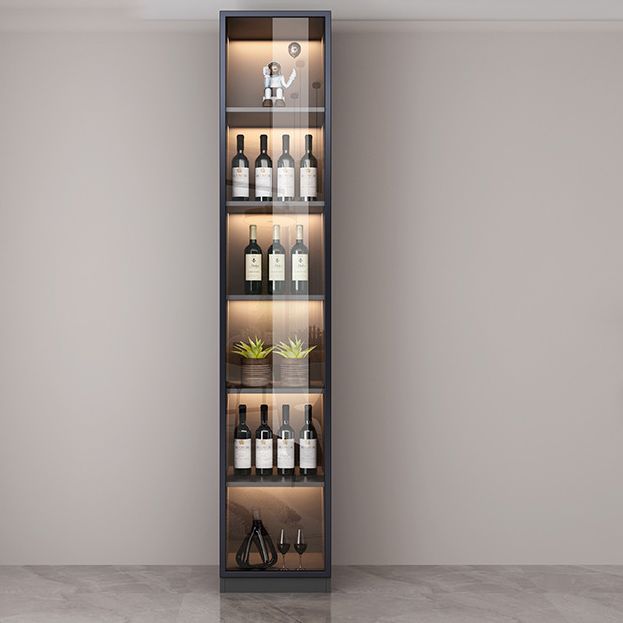 Contemporary Sideboard Cabinet Engineered Wood Glass Doors Cabinets without LED Lights