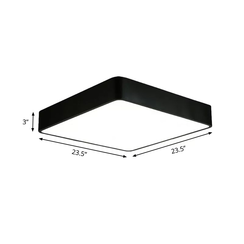 Lámpara empotrada cuadrada blanca/negra moderna de 14"/18"/23,5" de ancho Led de montaje empotrado de metal para sala de estar