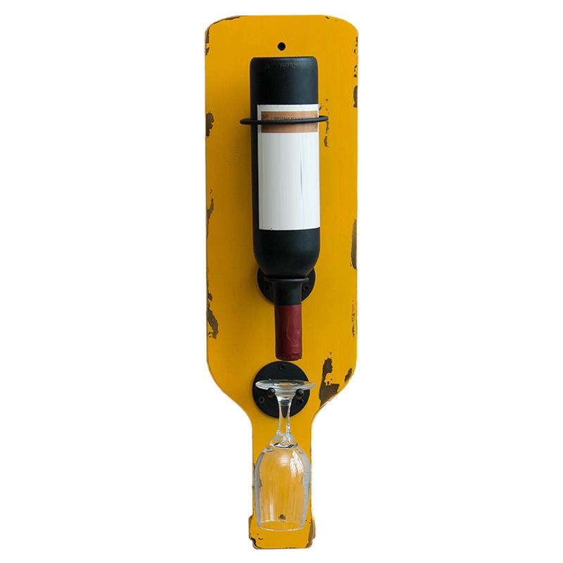 Metal Wall Mounted Wine Bottle & Glass Rack Industrial Wine Rack