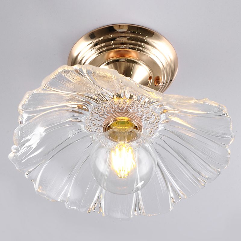 Nordic Style Ceiling Light Circle Shape Ceiling Lamp with Glass Shade for Bedroom