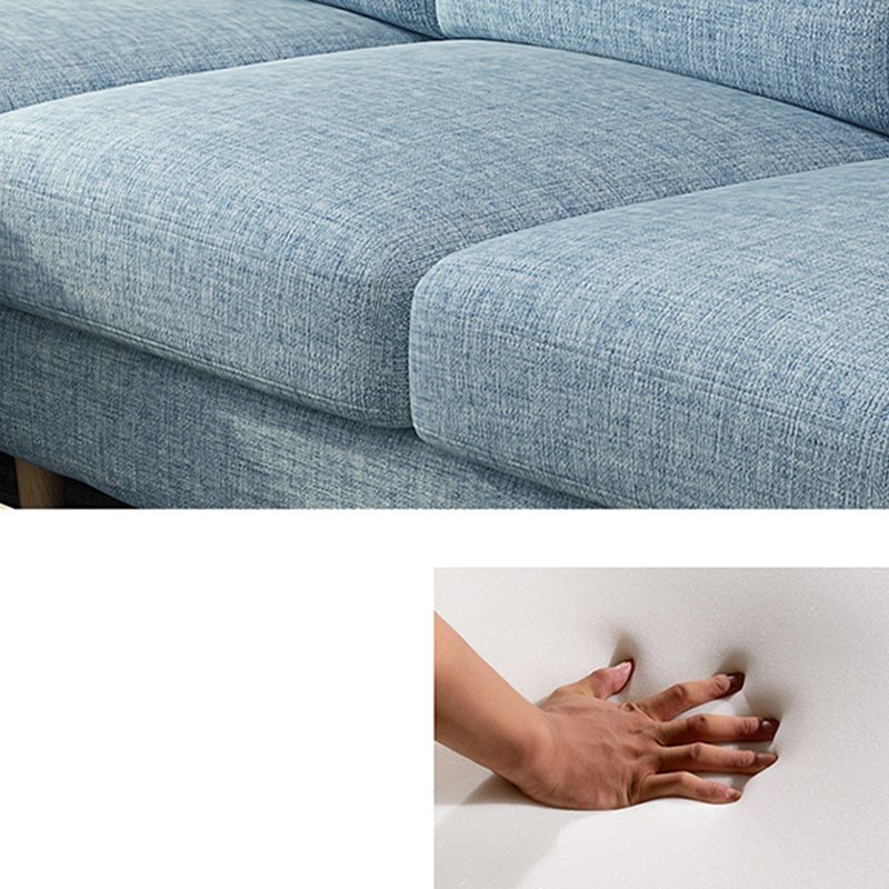 Modern 35.43 " H Blue Cotton Blend Square Arm Sofa & Chaise with Storage