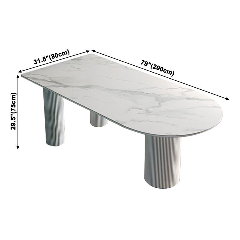 Metal Contemporary Free Form Table White Sintered Stone Table for Dining Room