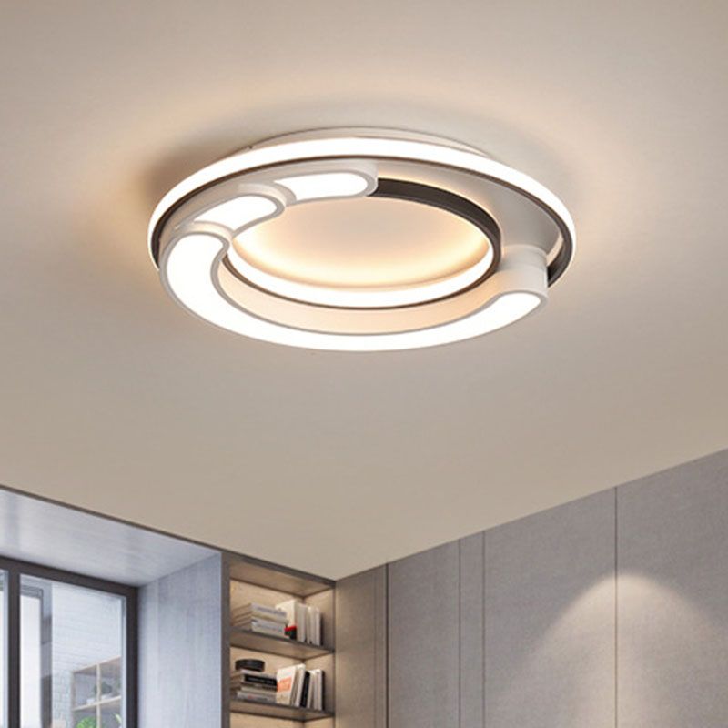 Contemporary Splicing Geometric Flush Ceiling Light Acrylic Living Room LED Flush Mount Lighting Fixture in White