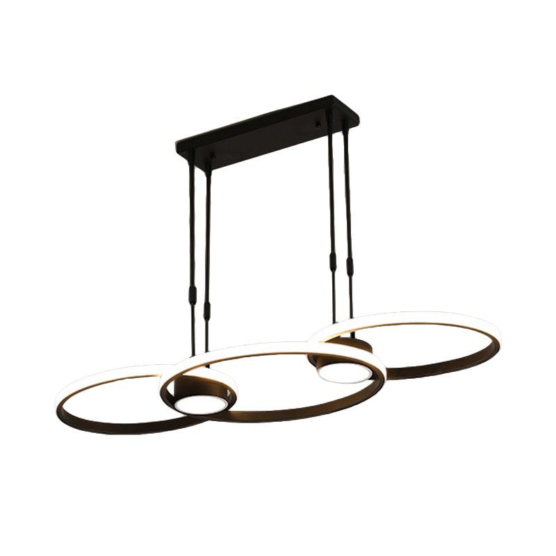 Black/Gold Finish 3/4-Ring Chandelier Pendant Modern Stylish LED Metallic Hanging Ceiling Lamp