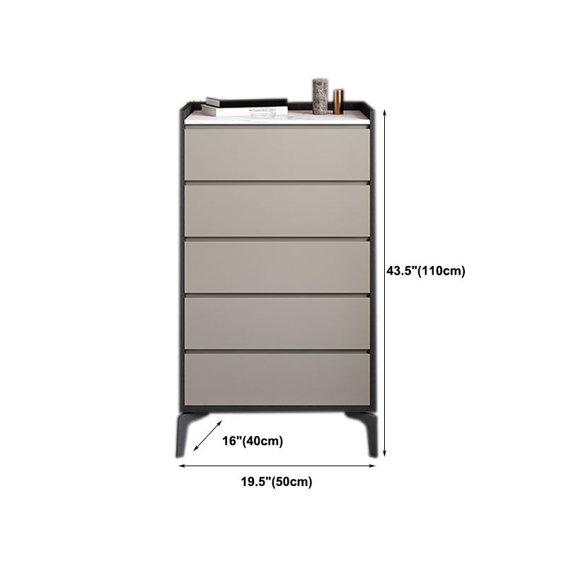 Contemporary Engineered Wood Chest Bedroom Storage Chest in Gray with Drawers