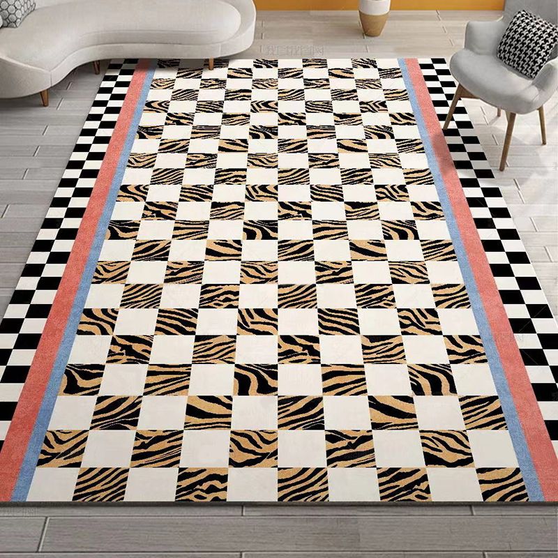 Brown Animal Print Rug Polyester Simple Rug Stain Resistant Rug for Home Decor