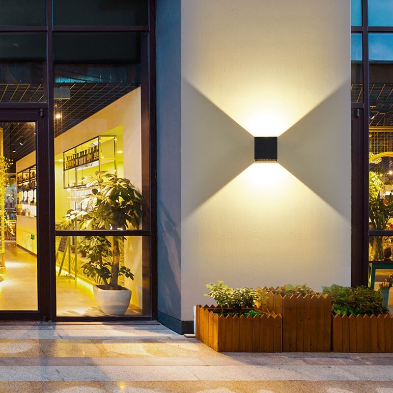 Modern Aluminum Wall Light Cube Shape 2 Lights LED Wall Washer for Outdoors