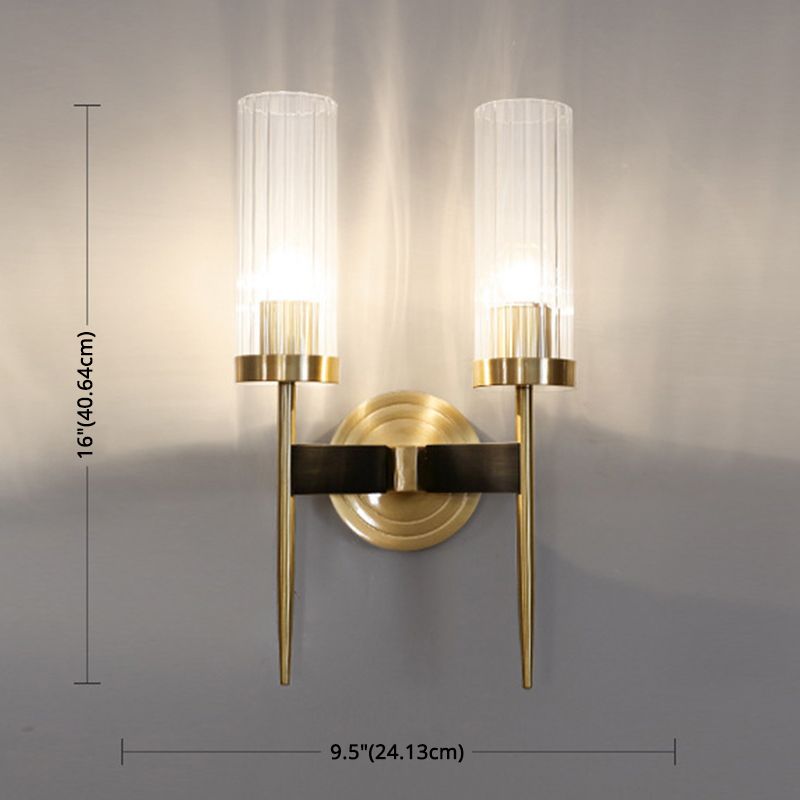 Postmodern Cylindrical Wall Mounted Lighting Clear Glass Wall Mount Lamp for Living Room