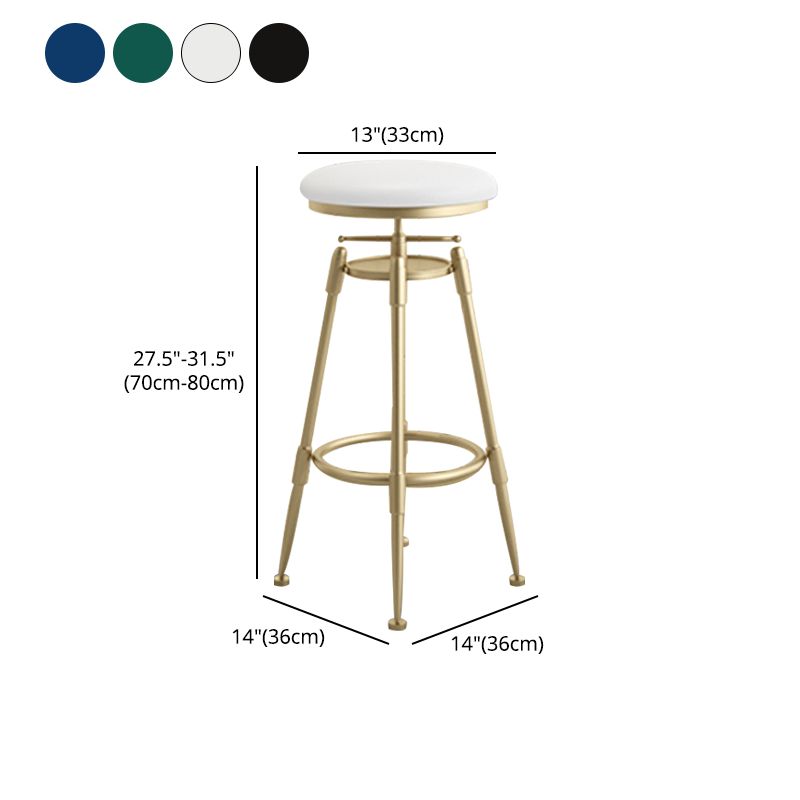 Glam Rotatable Liftable Counter Stool Iron Cafe Bar Stool with Cushion and Pedal