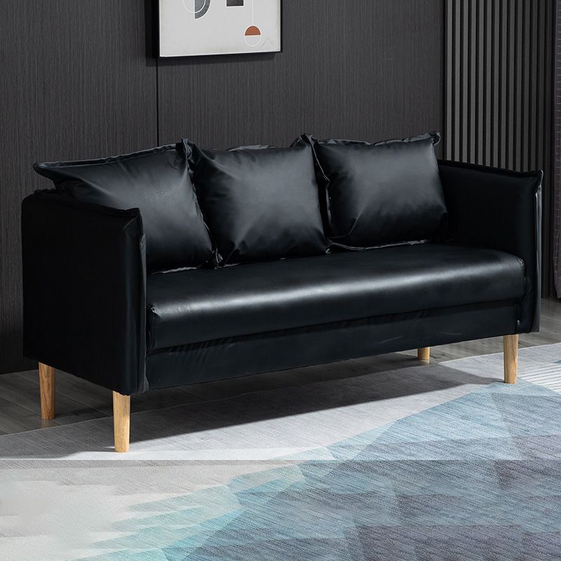 Square Arm Sofa 25.59" D x 26.371" H Faux Leather Sofa for Living Room