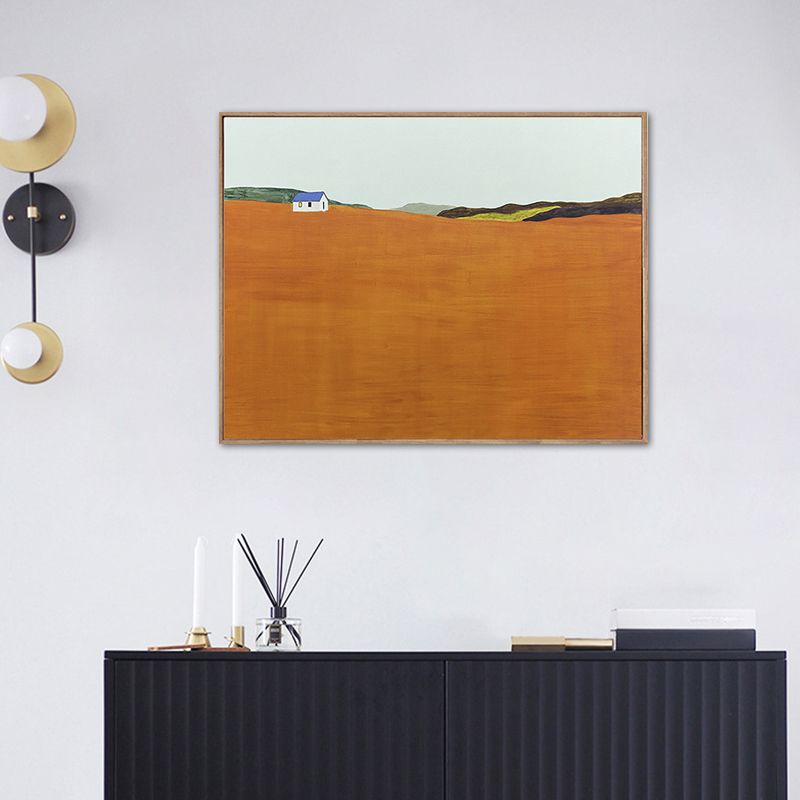 Nordic Mountain Landscape Canvas Art Pastel Color Textured Wall Decor for Bedroom