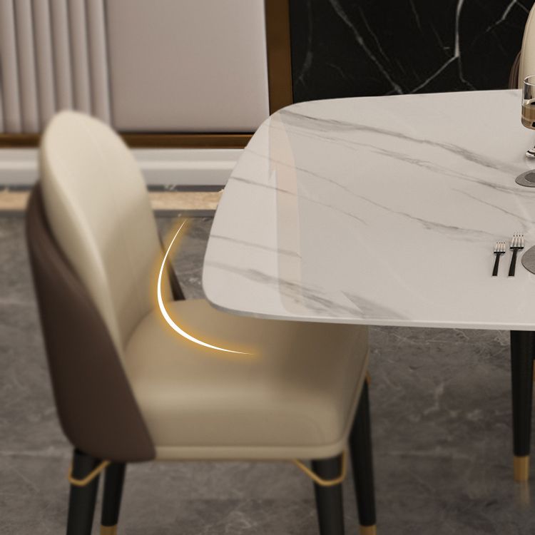 Traditional Luxury Pedestal Table Stainless Steel Base Rectangle Dinner Table for Home