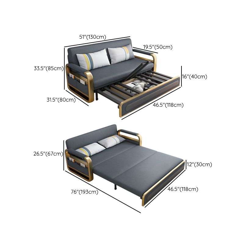 Pillow Back Square Arms Sleeper Sofa Faux Leather Futon Sleeper Sofa Bed with Storage