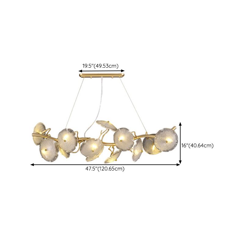Lotus Leaf Shape Island Light Modern Island Hanging Light with Glass Shade for Dining Room