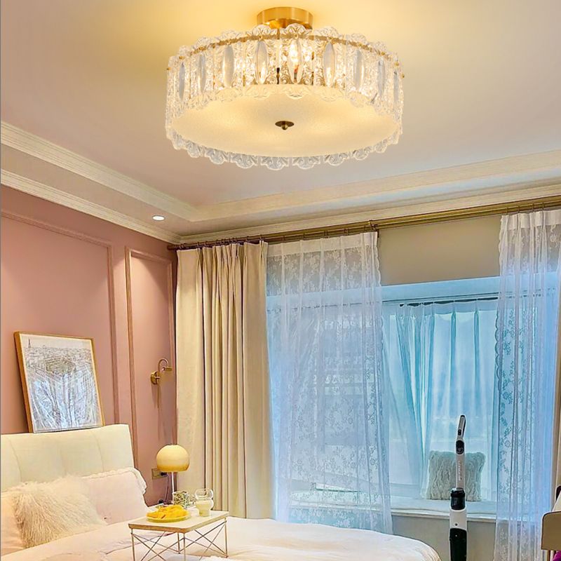 Modern Ceiling Lamp Household Simple Glass Flush Mount Light Fixture for Bedroom
