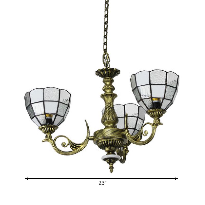 Domed Chandelier 5/9/11 Lights Blue/Textured White Glass Baroque Ceiling Pendant Light in Bronze for Bedroom