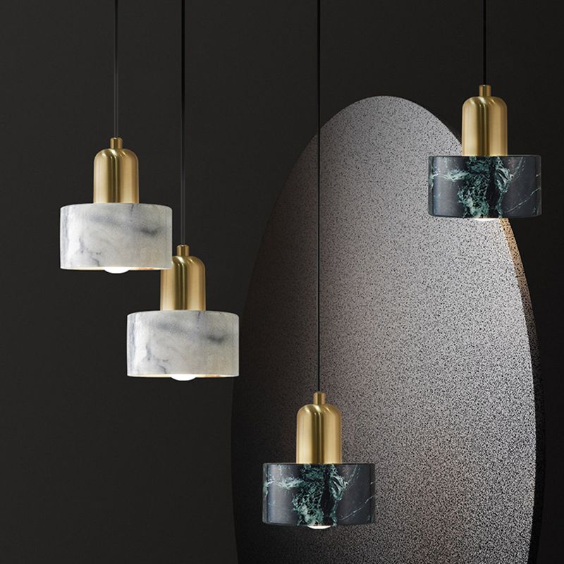 1 Light Pendant Light Modern Style Geometric Shape Stone Hanging Lamp for Bedside
