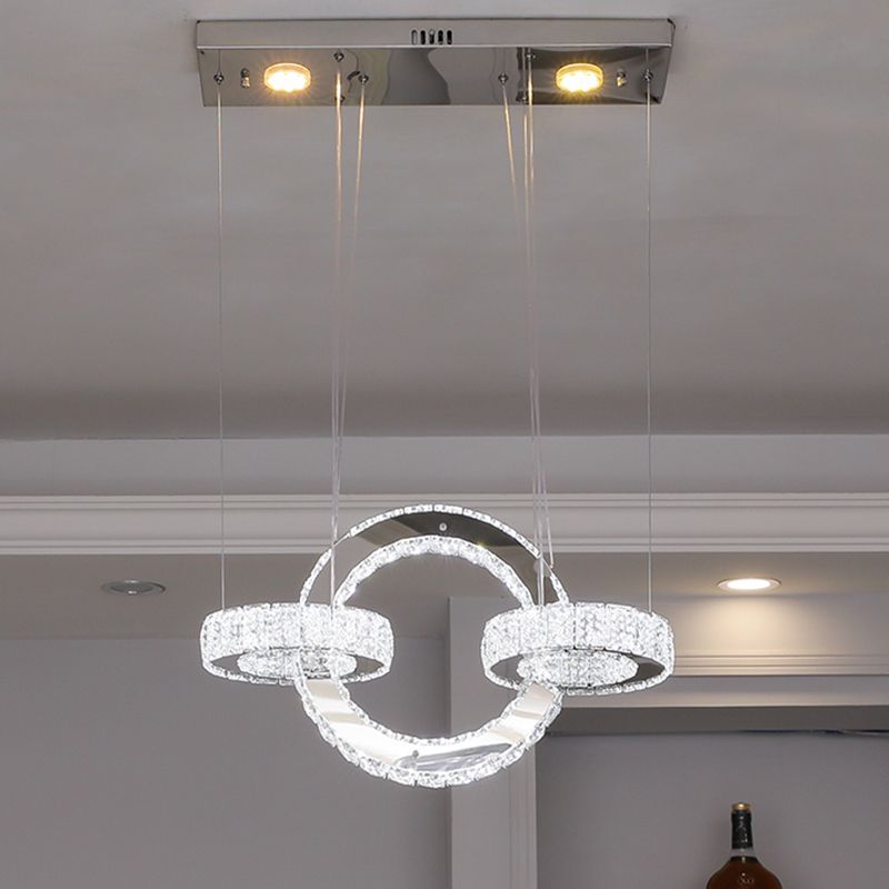 Semplicità geometrica anello a led illuminazione a soffitto sala da pranzo in cristallo lampadario lampadario in acciaio inossidabile