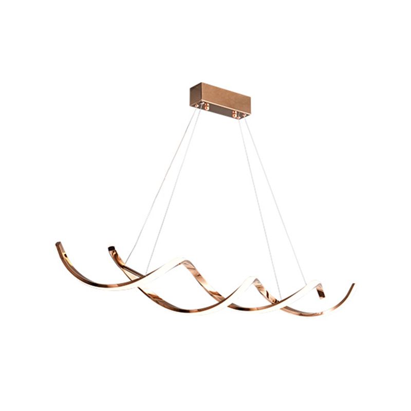 Modern Linear Chandelier Island Lights Metal Chandelier with Silicone Shade