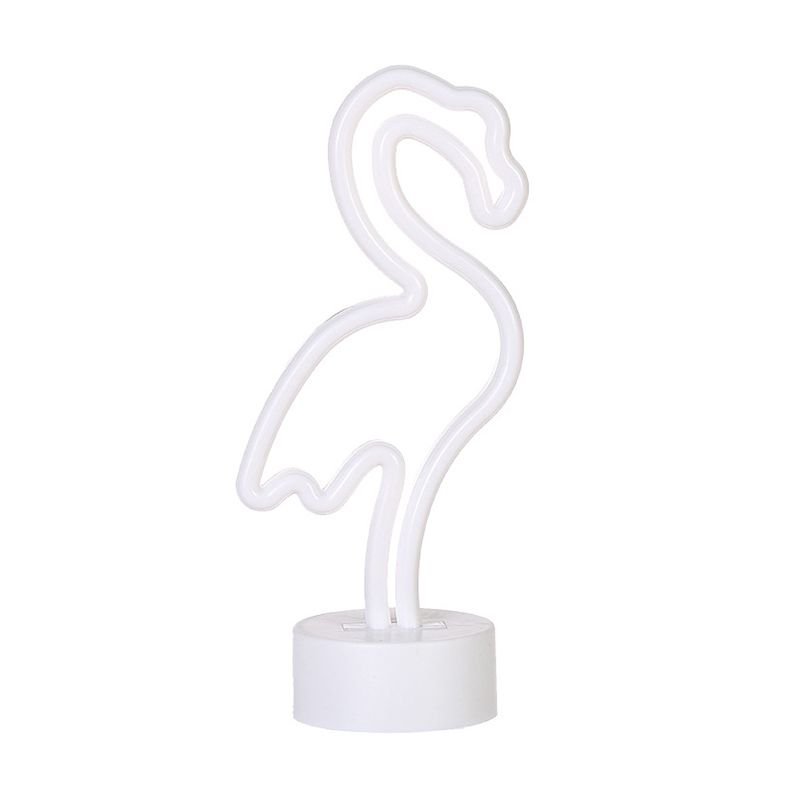 Kids Bedroom LED Night Light Cartoon Style White Wall Hanging Lamp with Flamingo Plastic Shade