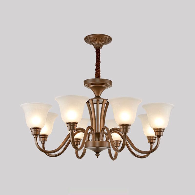 Glass American Chandelier Bell Shape Multi Light Hanging Light for Restaurant