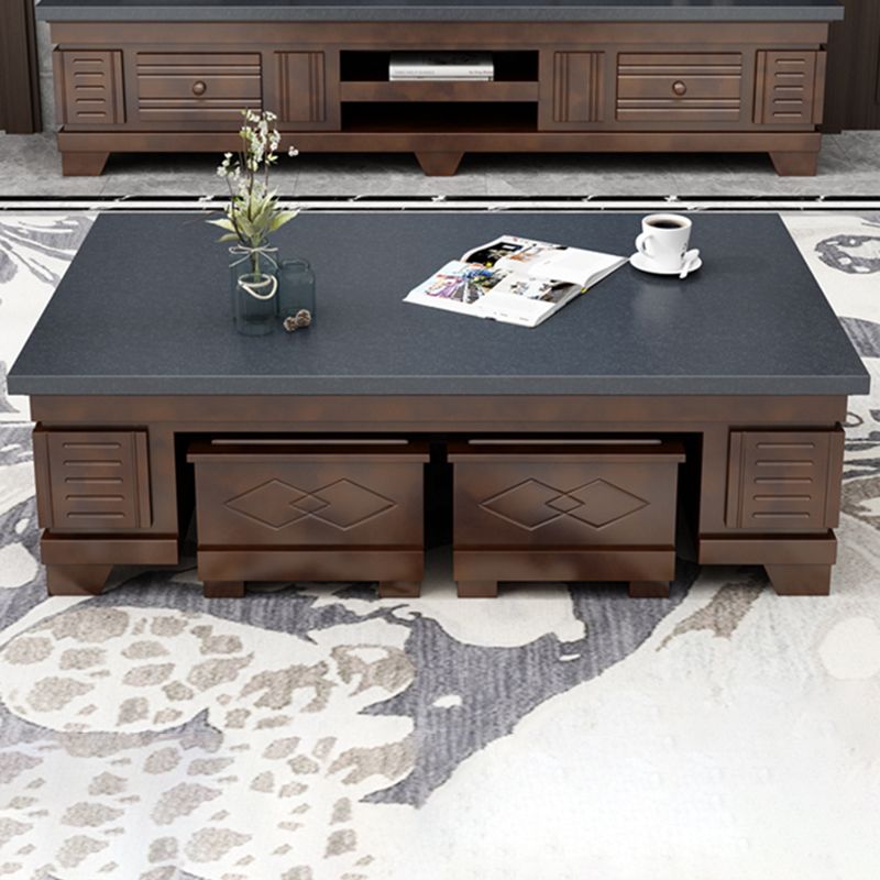 Modern Wood Coffee or End Table with Storage Cocktail Table Rectangular in Black