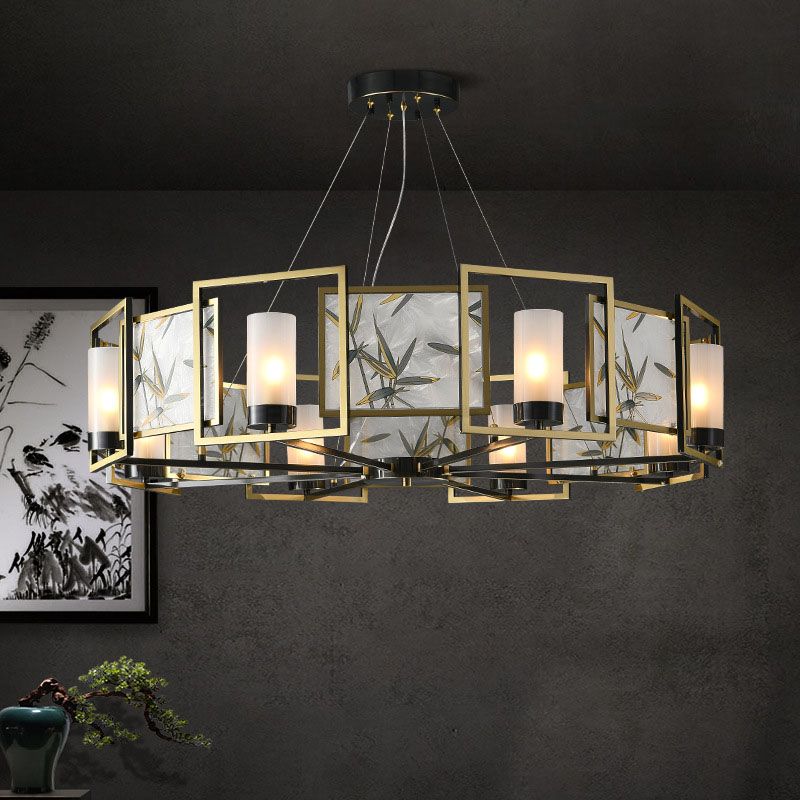 Contemporary Bronze Copper Hanging Chandelier Circle Ceiling Hanging Light Fixture