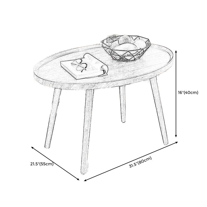 Modern Round/Oval Wood End Table Tray Top Sofa Side Table in Black/White/Brown