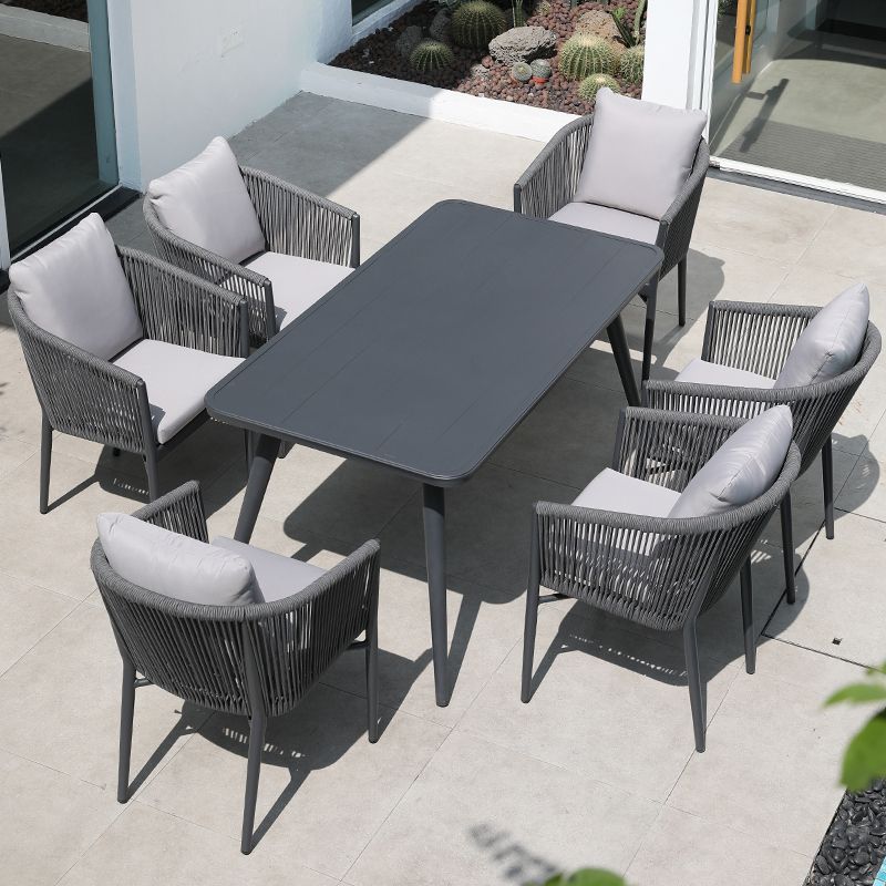 Metal Frame Dining Table Water Resistant Stone Table, 29.52" High