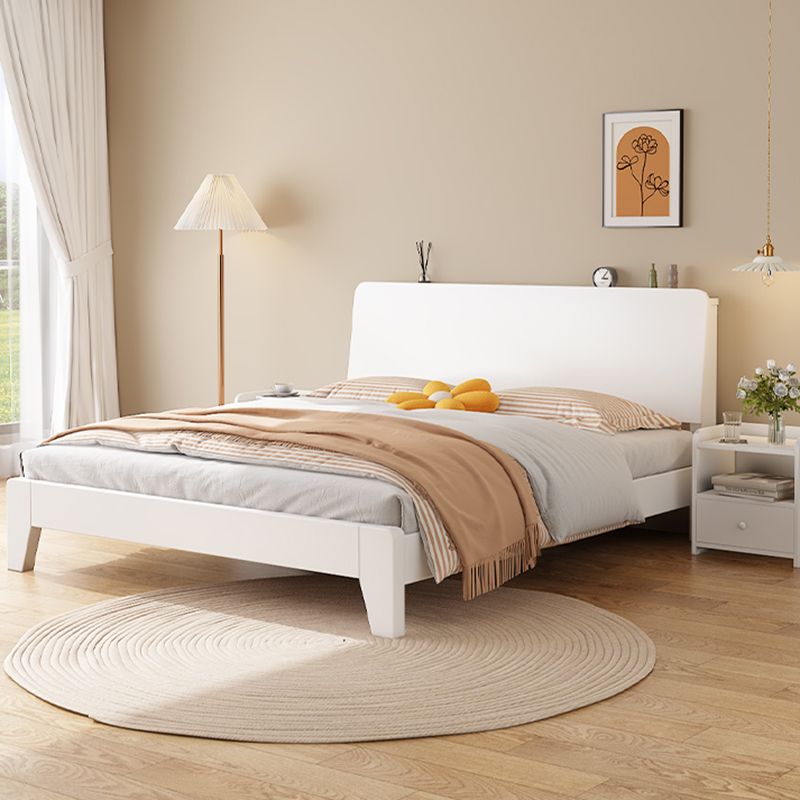Solid Wood Standard Bed Modern White Bed Frame with Headboard