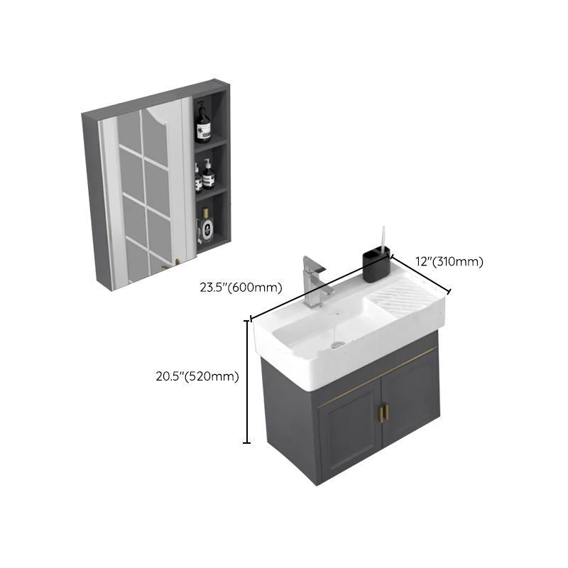 Modern Single Bath Vanity Wall Mount Ceramic Top Bathroom Vanity