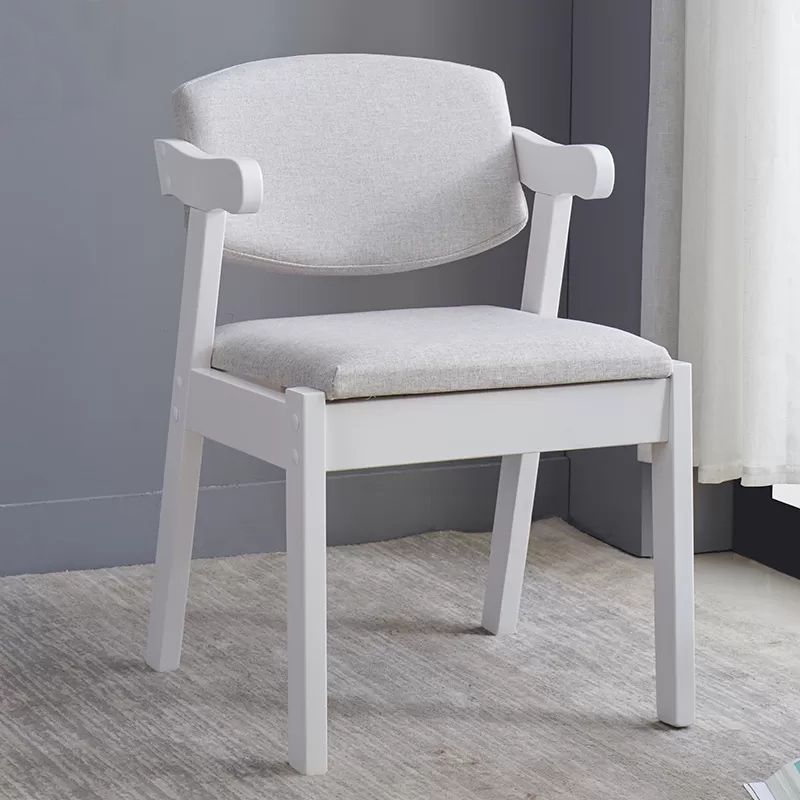 Contemporary Dining Arm Chair Open Back Side Chair with Wood Legs for Home Use