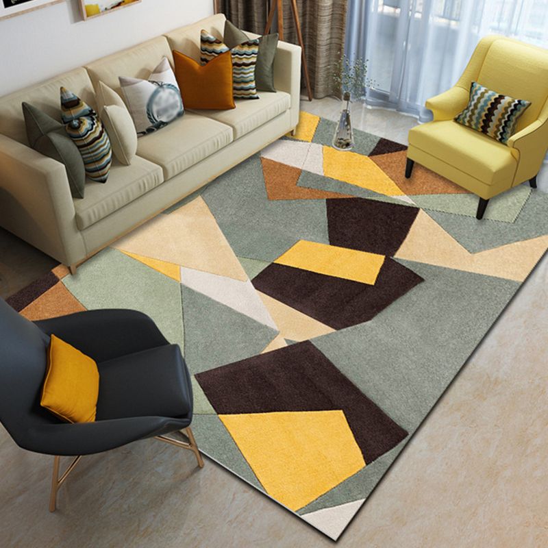 Stylish Area Rug Classic Geometric Print Polyester Rug Stain Resistant Indoor Rug for Home Decor