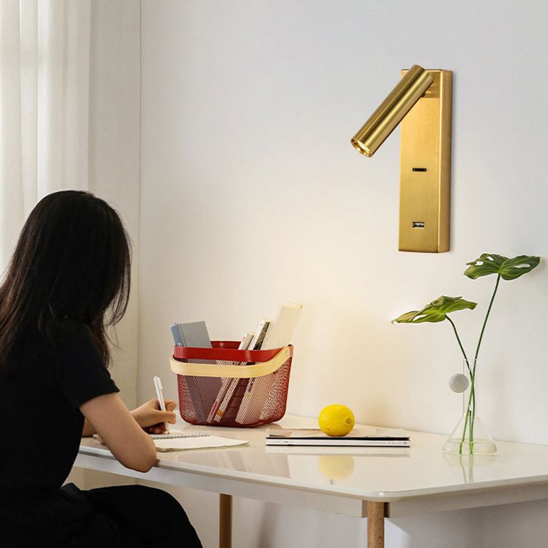 7.8 Inch Height Nordic Style LED Wall Lamp USB Port Design Aluminum Simplicity Bedside Reading Lamp with Switch