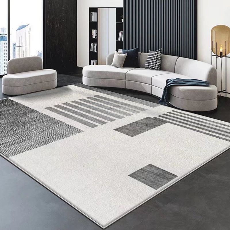 Dark Gray Gorgeous Rug Polyester Graphic Rug Stain Resistant Rug for Living Room