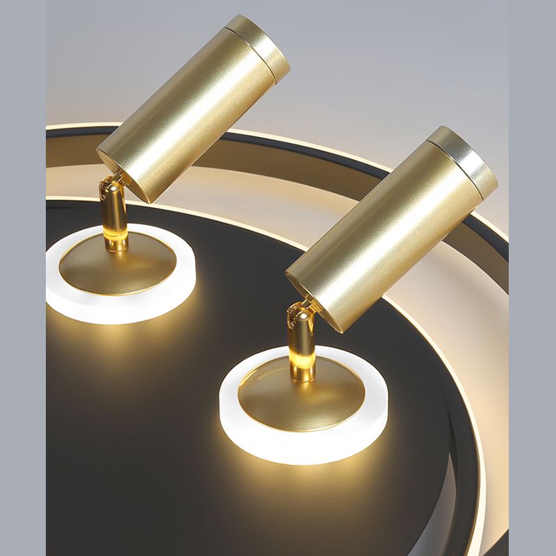 Metal Ceiling Mounted Light Modern Bedroom LED Flush Mount avec 2 Spotlights