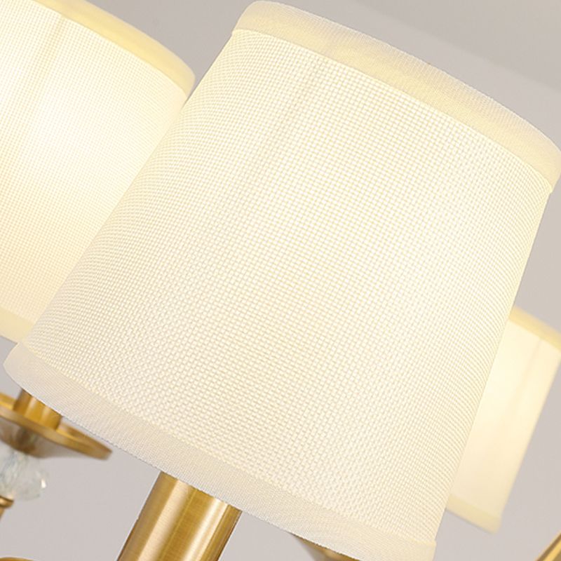 Barrel Chandelier Lighting Fixtures Traditional Suspension Light with Fabric Shade for Living Room
