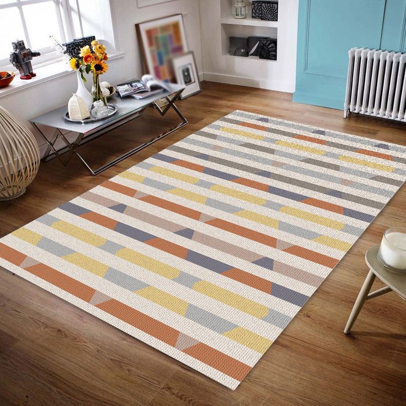 Simplicity Area Rug Geometric Pattern Carpet Polyester Anti-Slip Carpet for Home Decor