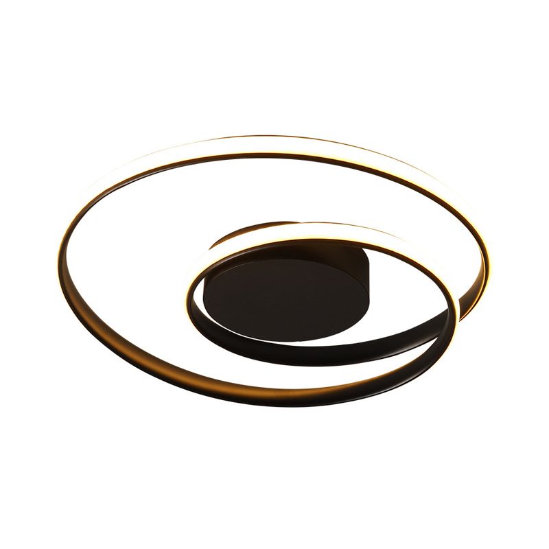 Plafonnier circulaire noir/blanc contemporain de 18"/23,5" de large à LED en métal avec lumière chaude/blanche