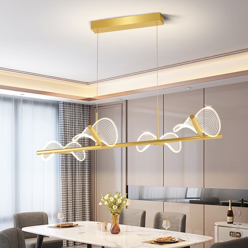 Minimalistische LED Island Lampe Bogenknotenform hängende Licht mit Acrylschatten für Esszimmer