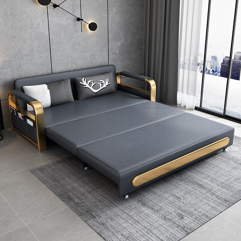 Glam Upholstered Futon and Mattress Pillow Back Futon Sleeper Sofa