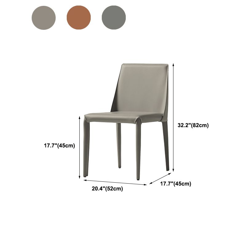 Mid-Century Modern Armless Side Chair Leather Basic Four Leg Side Chair