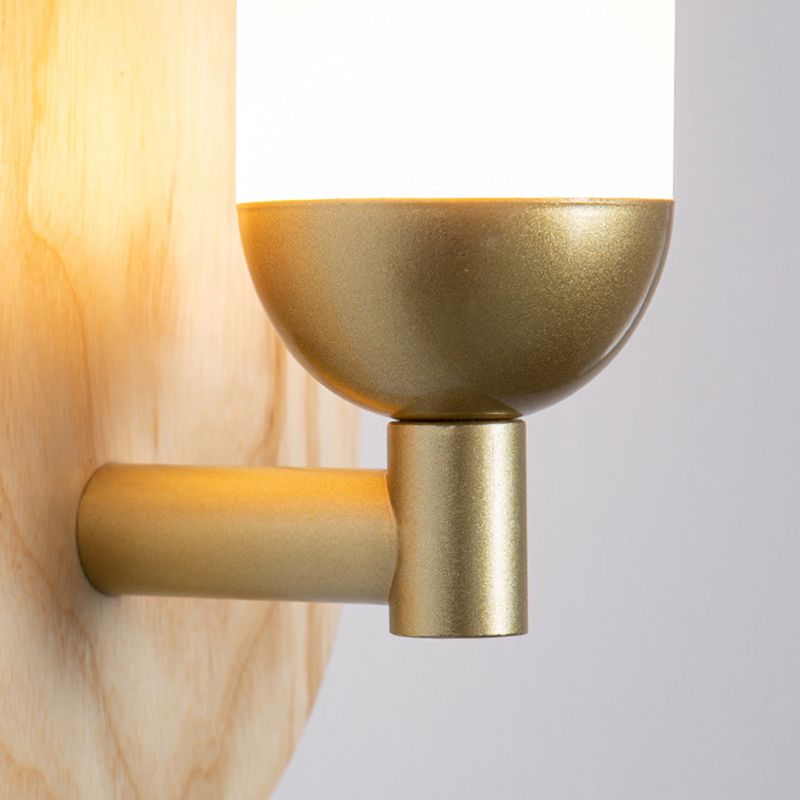 Golden Metal Wall Light Modernism Wood Lighting for Home Room