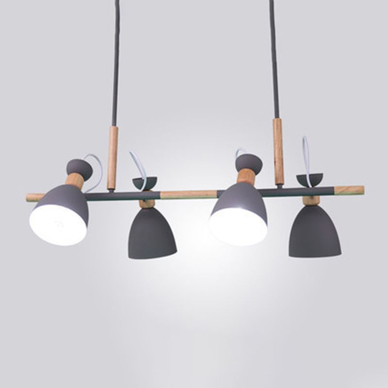 Macaron Cone Pendant Lights Metal 4 Lights Hanging Lamp Kit for Dining Room